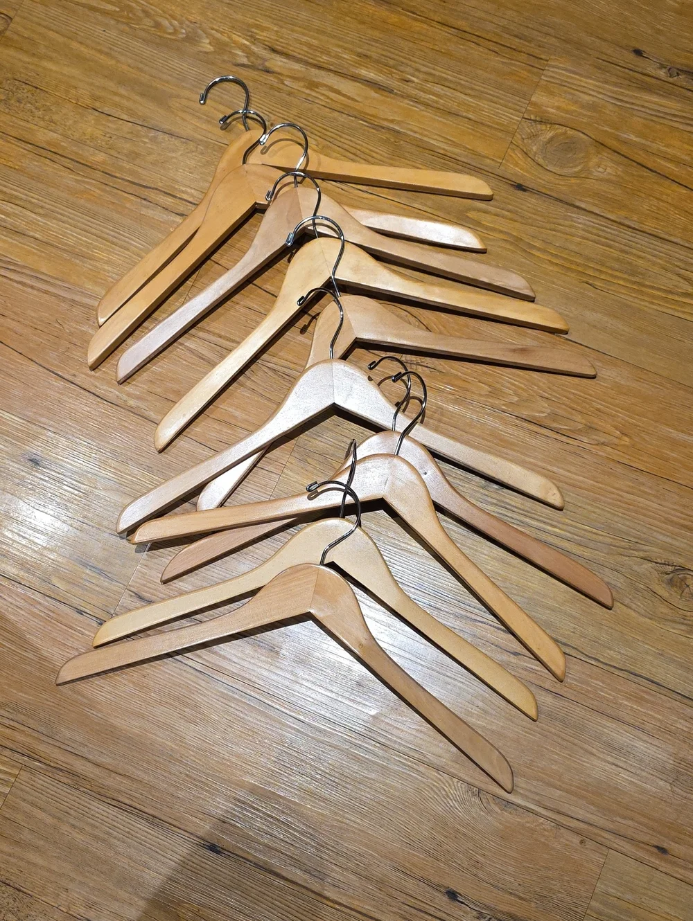 Set of Wooden  Hangers - Natural Wood